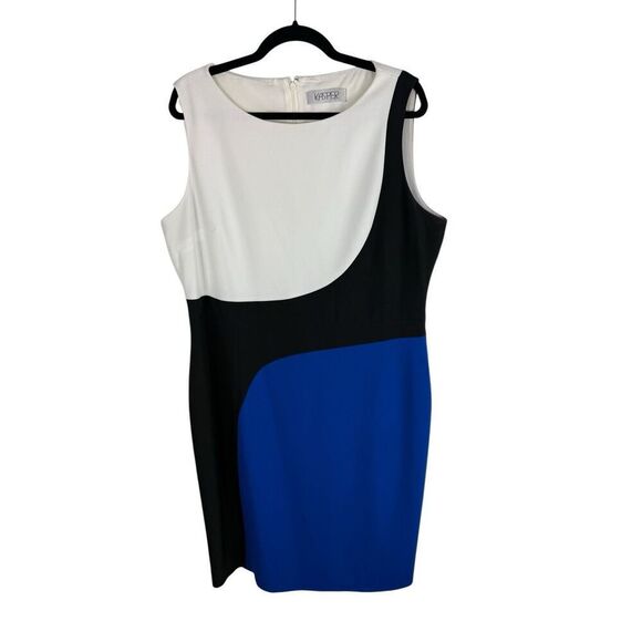 Kasper Black, White, Blue, Aline Dress- size XL - Picture 1 of 7